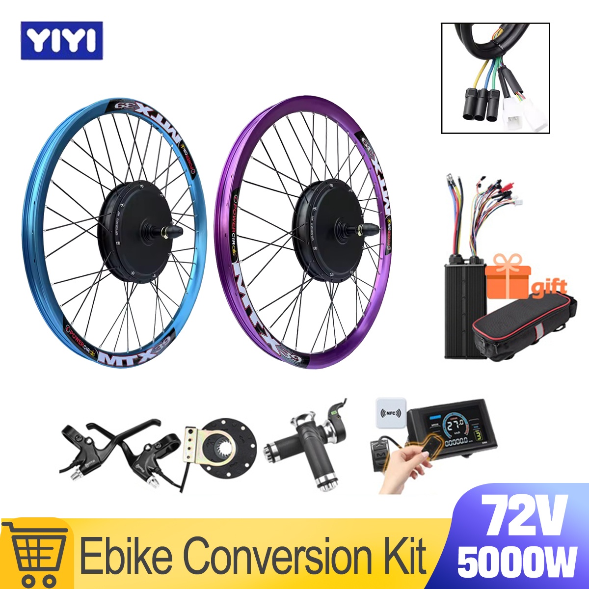 Novo Kit de Conversão para E-B - 72V 5000W Hub Motor Kit avaliação e preço